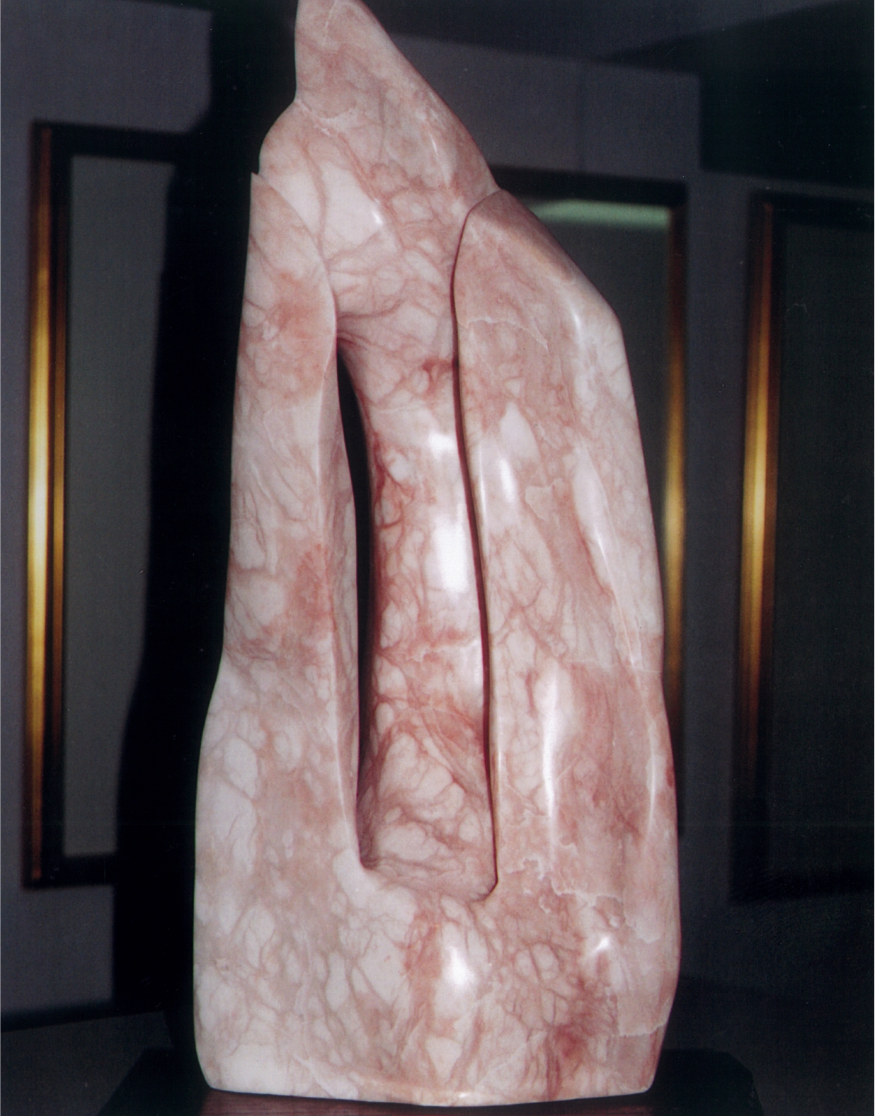Three Sisters - 1999 - Carved from Colorado Pink Alabaster. Artist: Steven Zimmerman