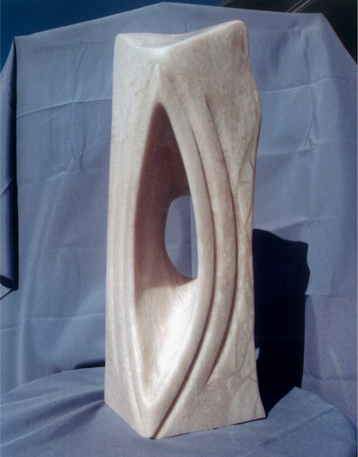 Angel's Eye - 1999 - Carved from Italian White Alabaster. Artist: Steven Zimmerman