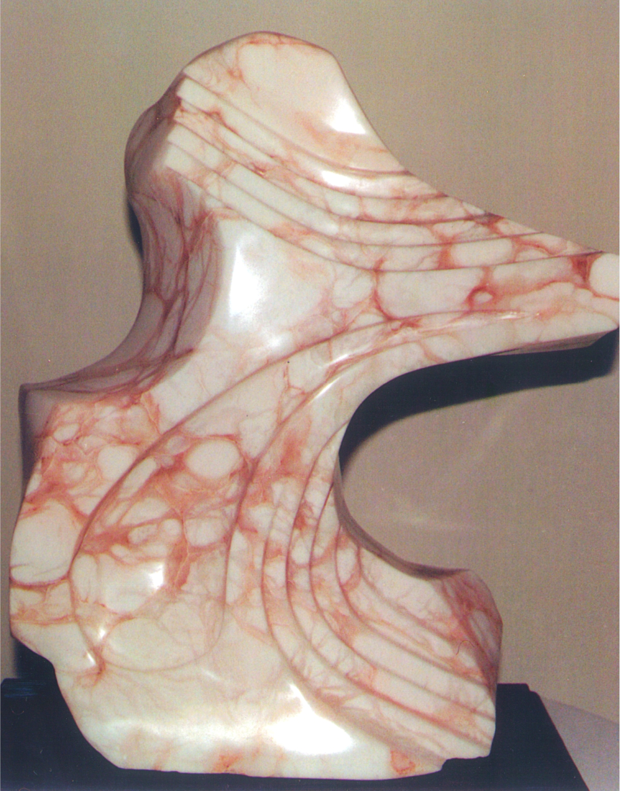 Antiquity's Tear - 1998 - Carved from Coral Alabaster. Artist: Steven Zimmerman
